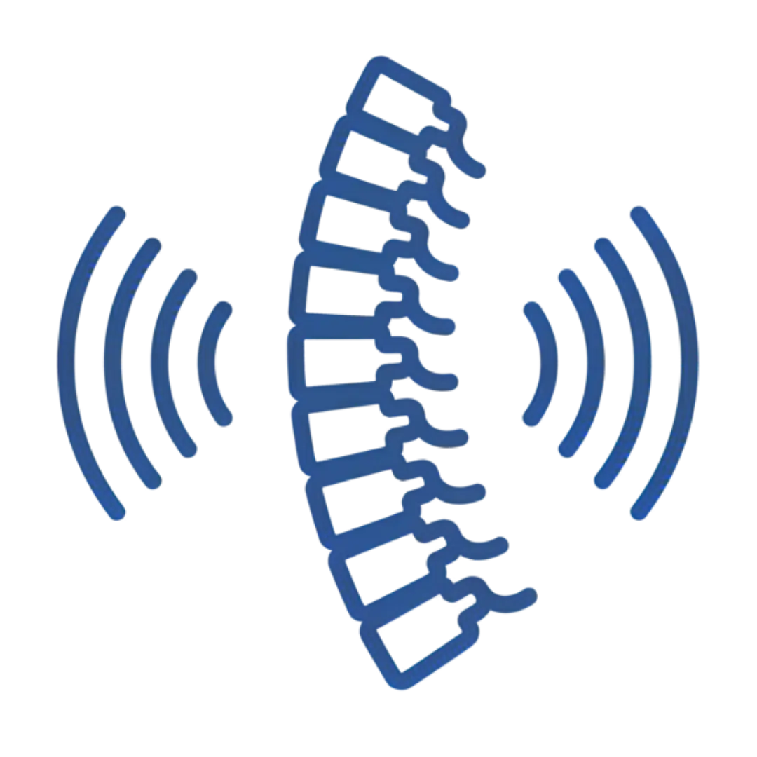 Icon showing massage gun benefit for relieving chronic neck and back pain with deep tissue percussion therapy by Revo Lab